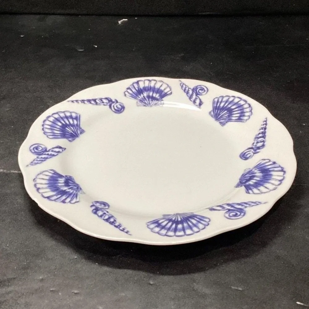Allied Designs Seashore Luncheon Plates, Set of 4, Vintage Blue & White‎ Design